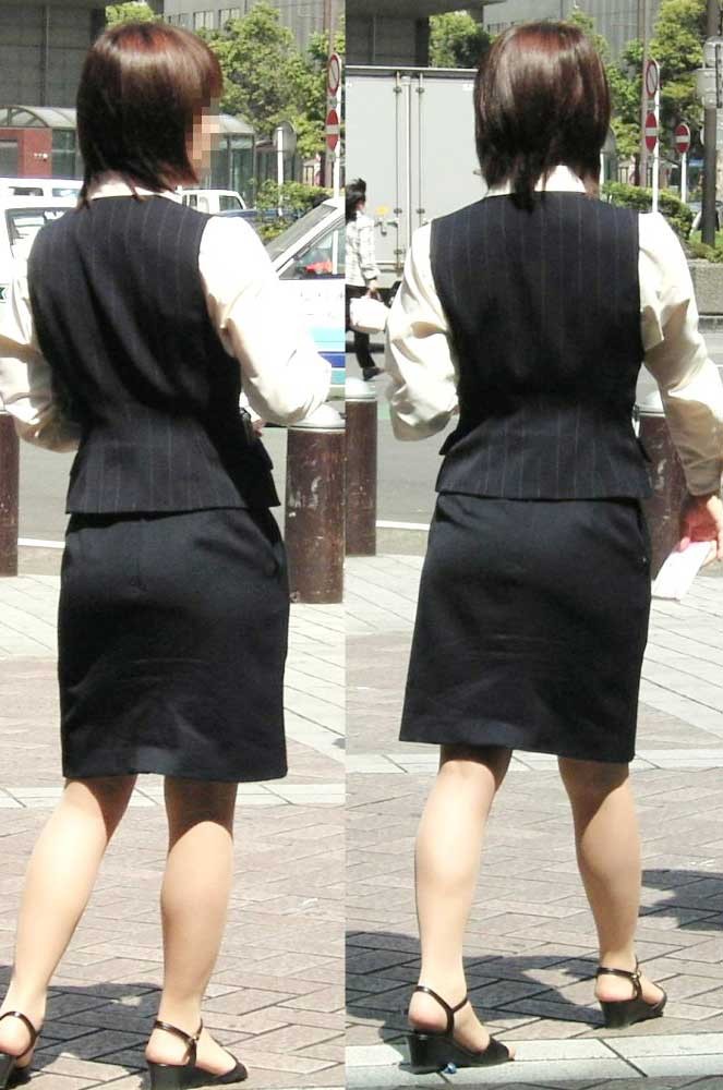 【エロ画像】誘うタイトスカート…街行くOLさんの気になり過ぎるヒップライン