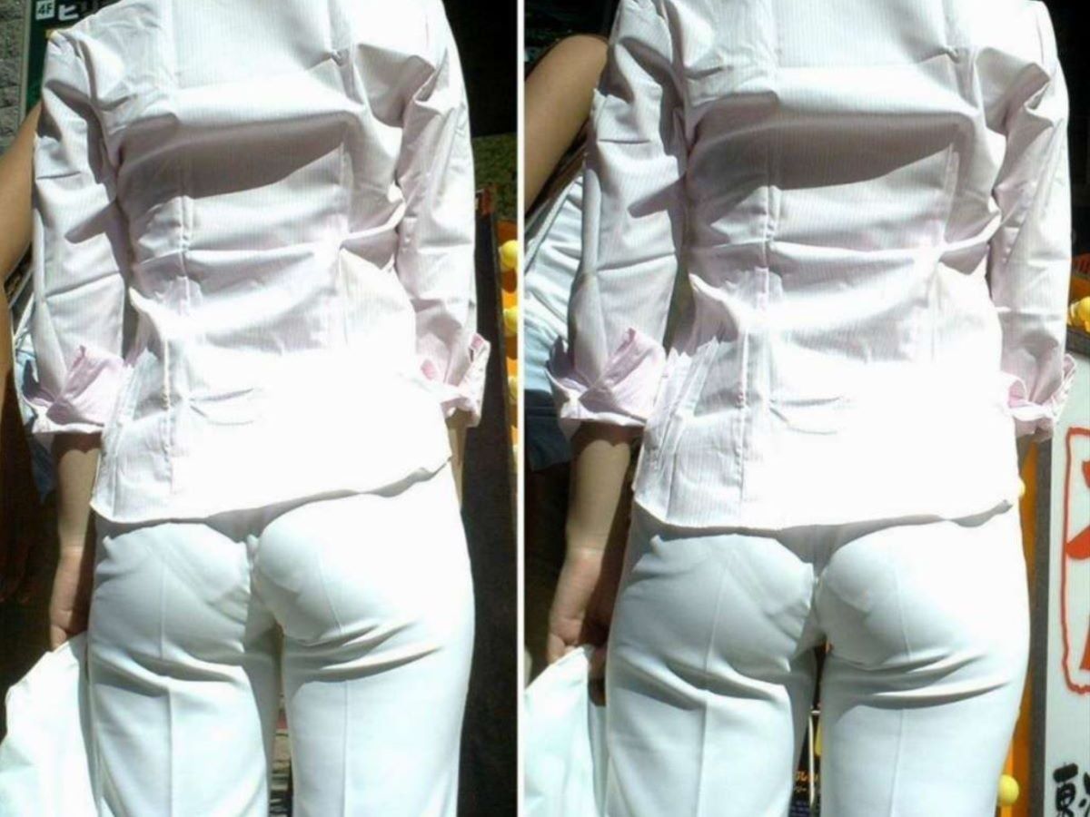 【エロ画像】パンツがクッキリ透けちゃってる素人透けパン女性たちを街撮り