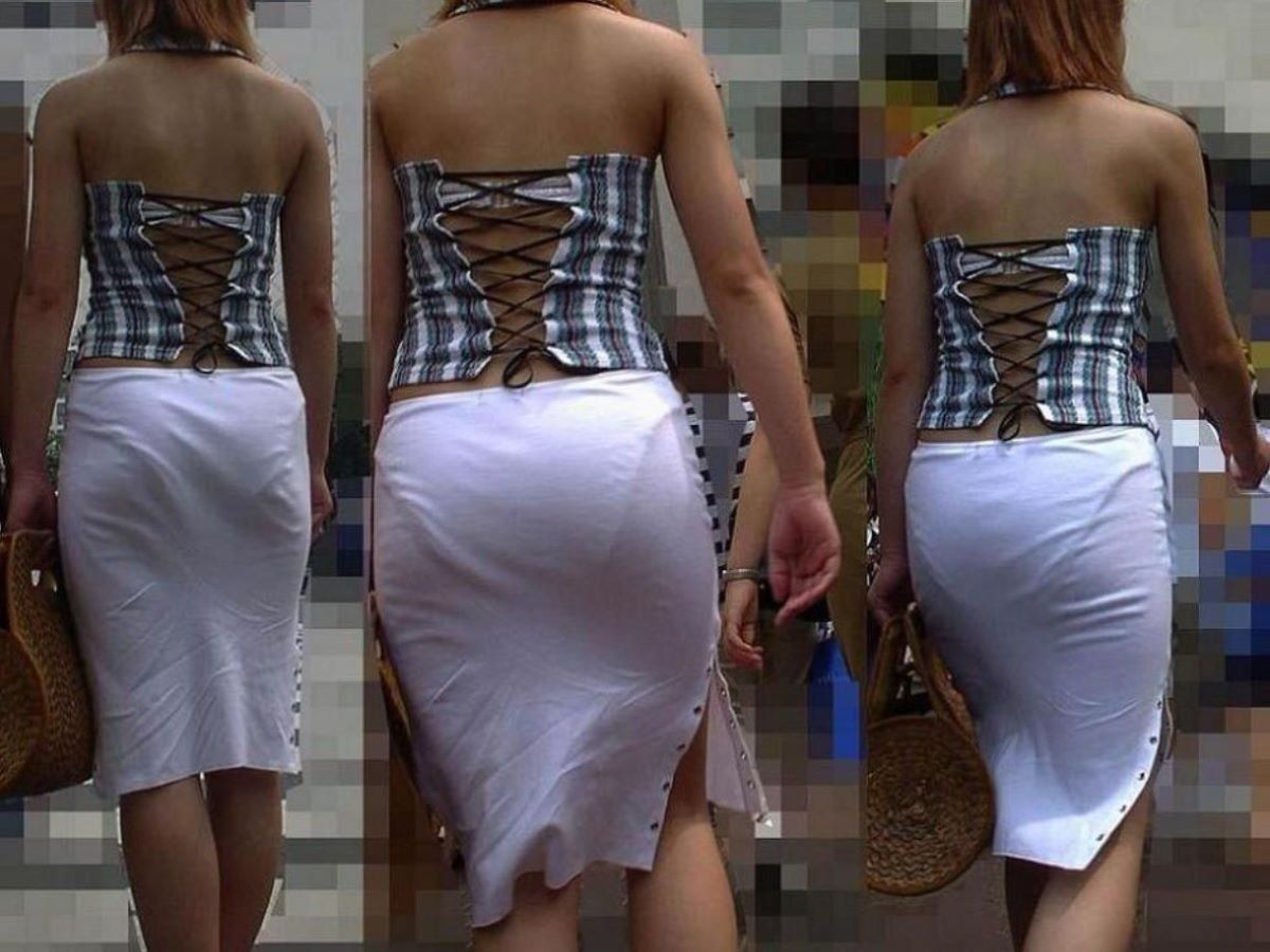 【エロ画像】パンツがクッキリ透けちゃってる素人透けパン女性たちを街撮り